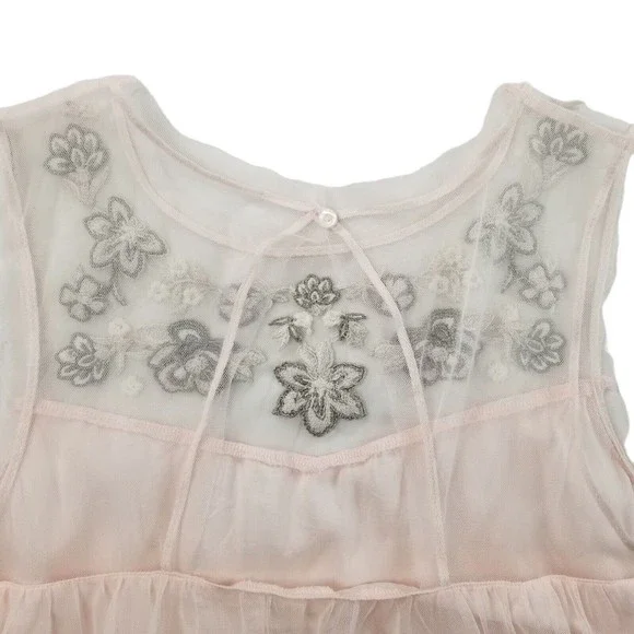 Hollister Babydoll Layered Tank Top Womens M Pink Embroidered Sleeveless Top - Picture 8 of 16